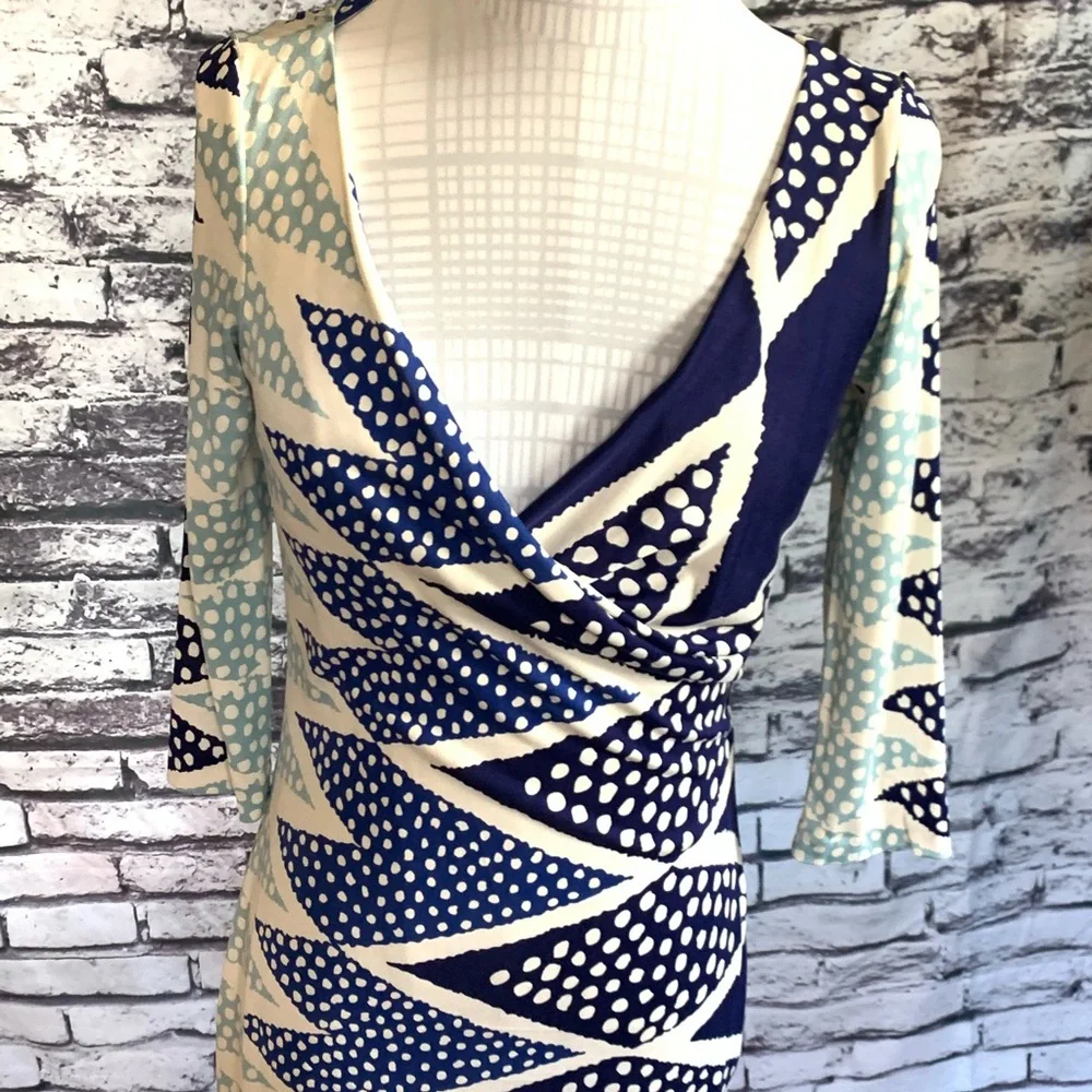DV Printed Silk  Jersey Cowl Neck Lune Dress - Picture 5 of 8